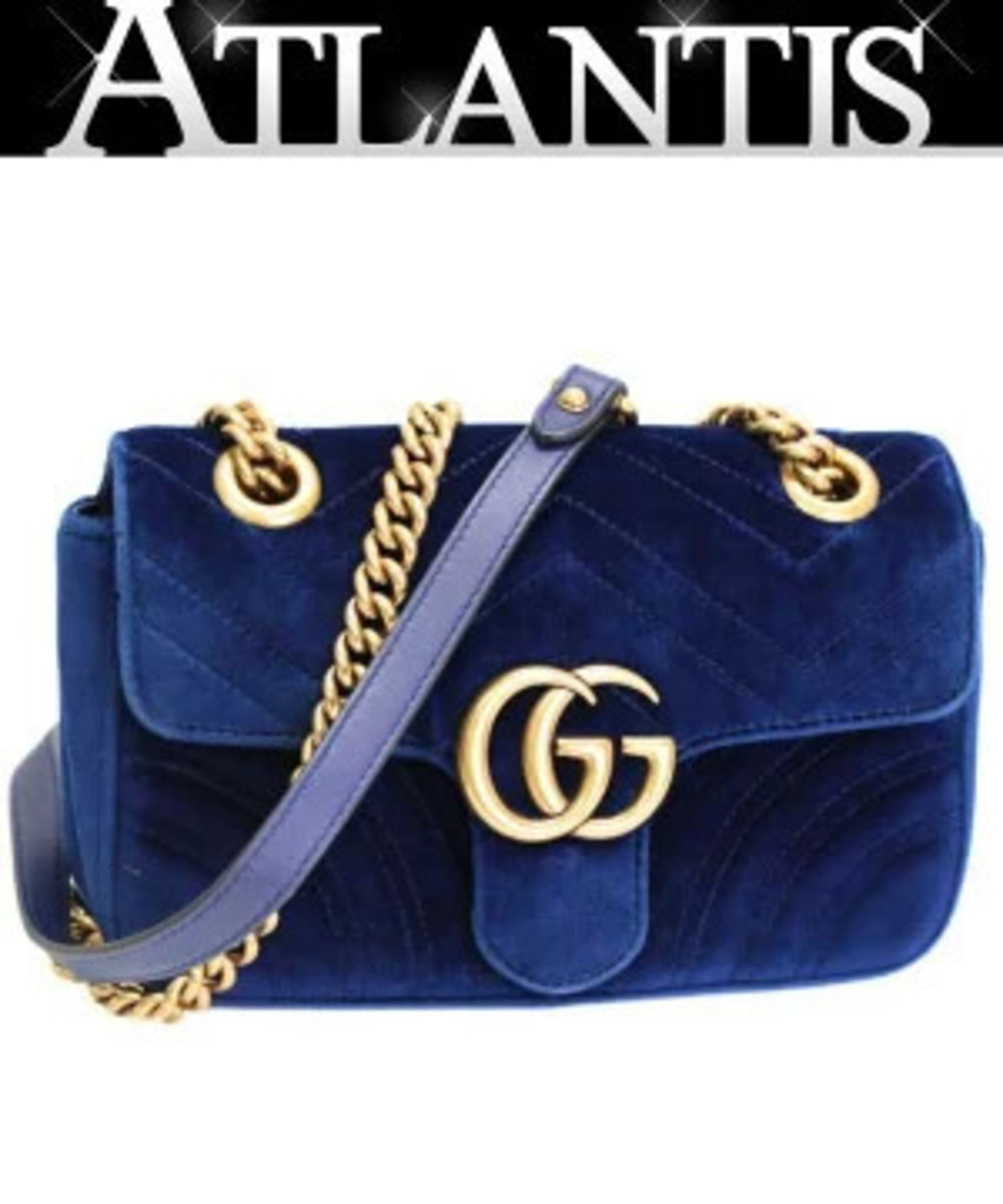 Gucci GG Marmont quilted chain shoulder bag velvet blue